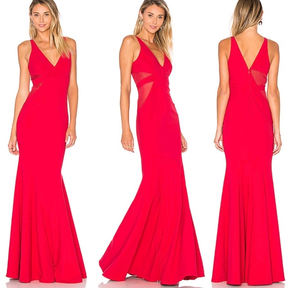 JAYGODFREY Dresses & Skirts - Red mesh cutouts cut outs mermaid formal dress